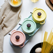 马卡龙(马卡龙)色陶瓷调料罐，套装日式家用调味盒北欧创意厨房佐料罐三件套