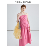 vegachang法式吊带，连衣裙女2024夏季小个子，显瘦气质无袖长裙