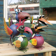 铁艺弹簧动物欧式彩绘动物铁皮装饰品花园庭院摆件鹦鹉猫头鹰