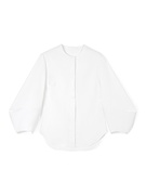 法式简约圆领白衬衫女春秋灯笼袖打底衬衣设计感小众复古气质上衣