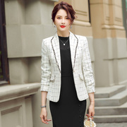 小香风格子西装外套女2023春装韩版时尚休闲洋气显瘦西服上衣