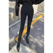 韩国东大门2023秋装弹力，黑色小脚裤女高腰，修身显瘦百搭长裤子