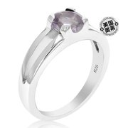 vir jewels 1/2 cttw 紫色紫水晶戒指 .925 纯银配铑圆形 6 毫米
