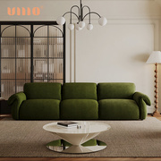 ulllo法式复古墨绿色沙发北欧客厅，小户型三人位直排高端绒布沙发