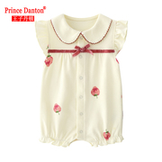 婴儿衣服夏季3-6个月9女宝宝短袖，连体衣薄款草莓公主款哈衣包屁衣