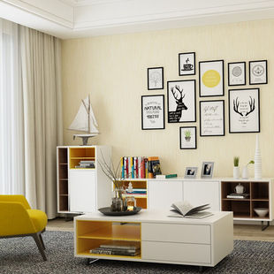雅莎壁纸无纺布墙纸客厅沙发电视墙现代简约纯色素色亚麻壁纸