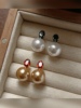 美拉德色彩色锆石珍珠耳环精致复古气质时尚耳钉纯银针法式耳饰品