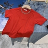 红色t恤设计感套头纯色显瘦百搭t恤短袖潮流夏季 F#25