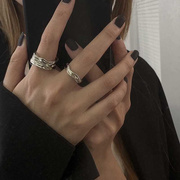 食指装饰品时尚不掉色个性戒指，中性风女适合粗胖手胖mm指环可调节