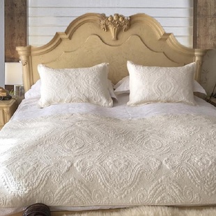 欧式全棉绗缝被三件套纯色床盖，毯单件夏凉空调，被枕套沙发炕垫床上