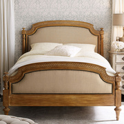 美式实木床双人床1.8米乡村复古橡，木床卧室1.5布艺床雕花原木家具