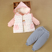 一1岁女宝宝冬装分体款，加厚棉服袄外套装婴儿，衣服外出洋气2冬季天