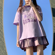 女大童日系短袖T恤夏季甜美12-15岁胖女孩14卡通百搭体恤上衣套装