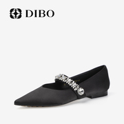 dibo碲铂商场同款夏季法式气质闪耀水钻，单鞋女平底鞋
