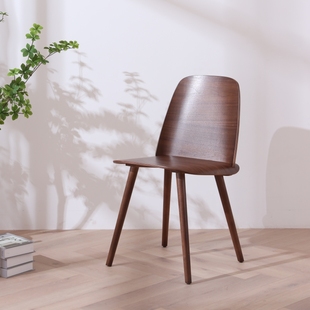 实木餐椅简约设计师休闲时尚白橡木书桌椅北欧现代家用原木靠背椅