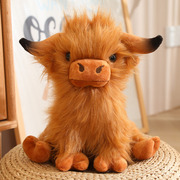 苏格兰高地牦牛毛绒可爱仿真小野牛公仔，儿童玩具牛牛玩偶动物模型