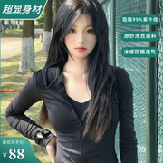 2024春夏季防晒衣女，款短黑色外套修身短款防紫外线冰丝防晒服