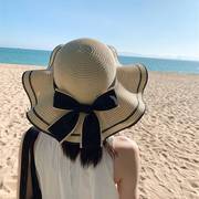沙滩草帽女款夏天防晒网红海边帽子太阳帽大沿时尚出游女式遮阳帽
