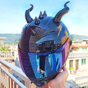 牛魔王头盔装饰仿真恶魔角，超酷搞怪机车摩托电动车头盔吸盘牛角