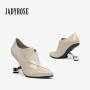 jadyrose金属跟尖头短靴，女英伦及裸靴高跟鞋踝靴坡跟靴子女靴