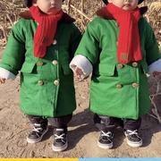 儿童军棉绿大衣加棉加厚中长款男女儿童外套，军大棉衣加绒冬季宝宝