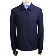 男士夹克衫翻领长袖蓝色纯色正装春季薄意大利进口哥仑bu面料