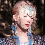 异族少女发型波西米亚彩色串珠发绳发带民族风藏族编织头饰拍照女