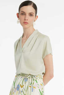 夏季歌莉娅女装短袖，上衣气质通勤职场，薄款真丝小衫1c3l3i200