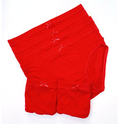 3条全纯棉女士中腰三角内裤大红色本命年运动吸汗学生底裤棉