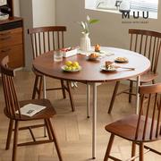 实木折叠餐桌家用小户型圆桌北欧复古餐桌椅组合多功能可伸缩桌子