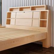 全实木床现代简约家具床单人床双人，带书架家用1.5米1.8m床1.2床架