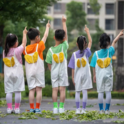 六一儿童演出服表演服纯棉短袖套装七彩糖果背带裤学生运动会合唱