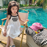 女童夏装字母吊带裙，2024洋气儿童连衣裙夏季休闲裙子韩国童装