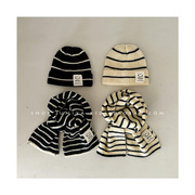韩国ins儿童帽子围巾，套装冬季男童休闲针织，瓜皮毛线帽宝宝两件套