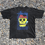 Deepland美版街头欧美风骷髅头恐怖图案嘻哈流行Oversize短袖T恤