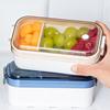 冰箱水果保鲜盒微波炉加热便当饭盒，密封可移动隔板便携食品收纳盒