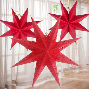 圣诞星星镂空立体五角星装饰酒店商场开业吊顶橱窗灯笼布置道具