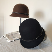 复古毛呢帽(毛呢帽)子女，秋冬季纯羊毛马术，帽英伦法式小礼帽圆顶渔夫帽