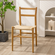 北欧编绳椅子现代简约休闲实木，榉木椅家用设计师，靠背椅中古餐椅