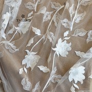M76台岛刺绣玫瑰蕾丝贴花婚纱礼服连衣裙设计师原创布料装饰