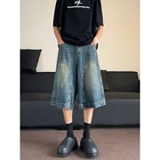 兰氏潮先生-夏季男士百搭舒适个性宽松直筒牛仔五分裤