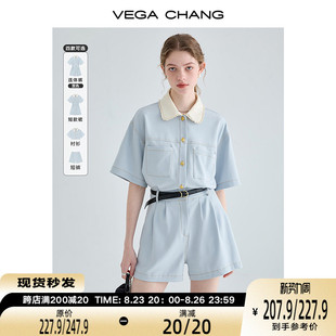 vegachang工装连体短裤，女夏小个子显瘦法式连衣裙高级感连身衣裤