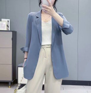 韩版小西装外套女七分袖，气质雪纺上衣2024年夏季防晒薄款西服