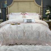 全床上用品白色4件套四件套，公主风蕾丝花边，棉欧式纯床单式60支