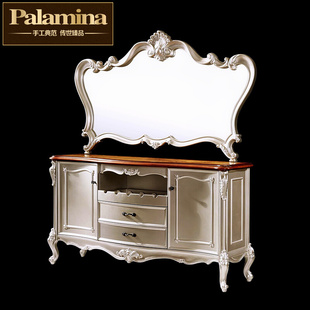 帕拉美娜欧式纯实木，餐边柜美式别墅柜镜子，餐柜门厅柜壁柜