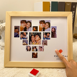 diy照片定制相框，送男朋友生日礼物周年女情侣，男生纪念三八妇女节