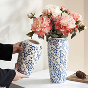 新中式青花瓷花瓶插花复古陶瓷，花器客厅玄关书房，装饰品摆件高级感
