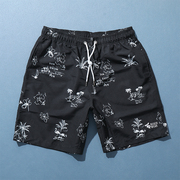 男士夏季欧美度假沙滩裤，可下水速干印花宽松五分休闲潮流运动短裤