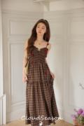格子吊带裙咖啡色格纹气质优雅韩版时髦CLOUDSEASON2024春季