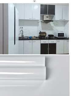 厨房防油纯白色 橱柜子桌面旧家具翻新贴纸烤漆  防水素自粘墙纸